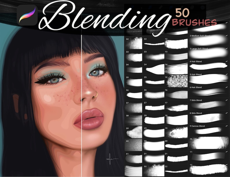 50 Awesome Procreate Blending Brushes. Procreate Realistic Etsy