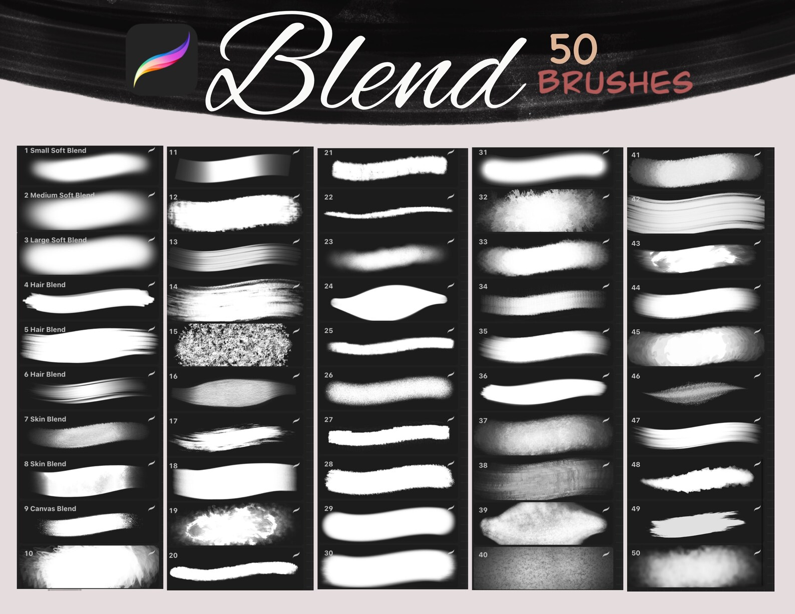 50 Awesome Procreate Blending Brushes. Procreate Realistic Etsy