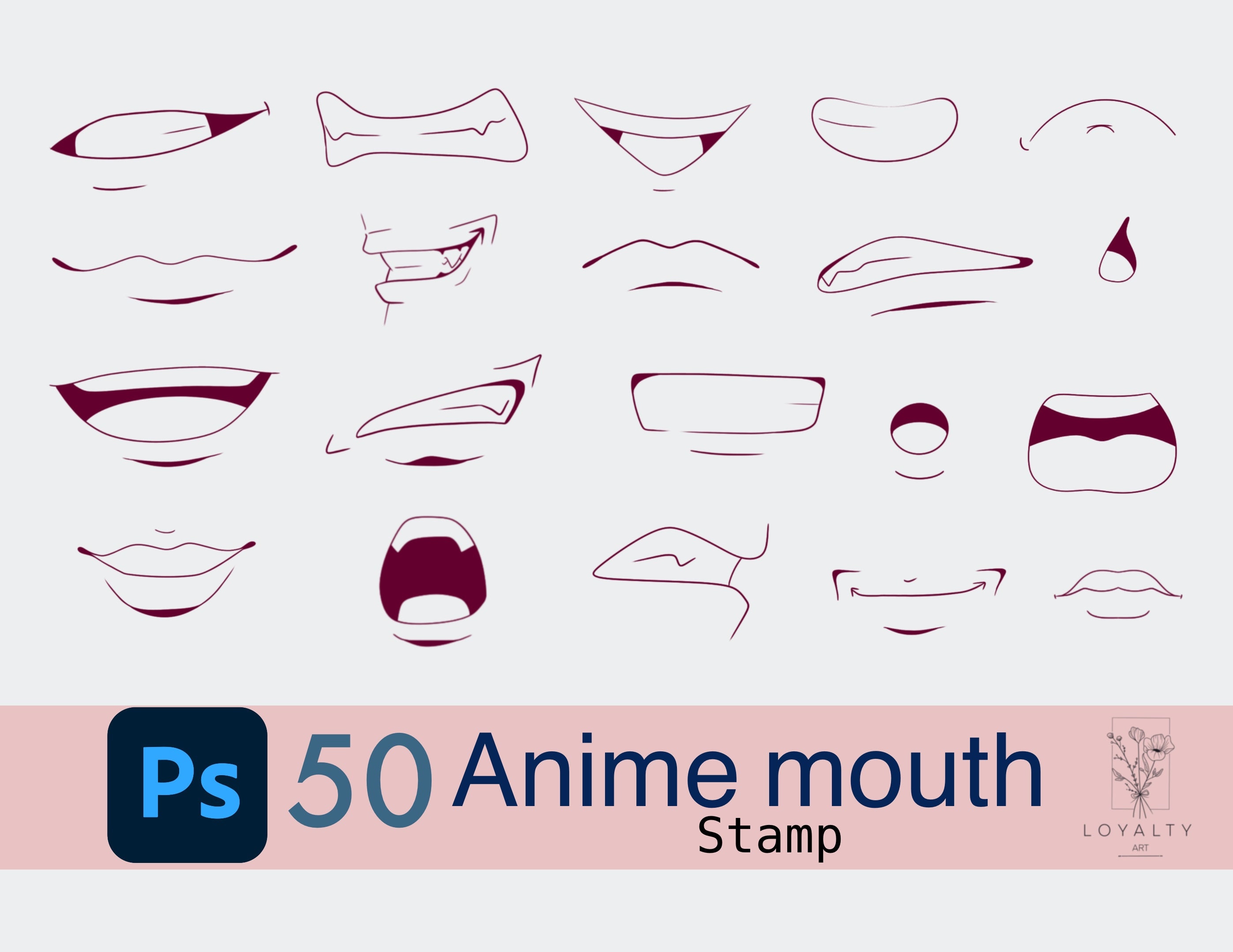 Set Of Cartoon Anime Style Expressions Different Eyes Mouth Eyebrows Blue  Eyes Pink Lips Hand Drawn Vector Illustration Isolated On White Background  Stock Illustration  Download Image Now  iStock