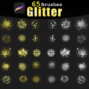 65 Glitter Brushes for procreate App , Shiny Procreate Brushes, gold brushes , Metallic Brushes, , Glitter Brush