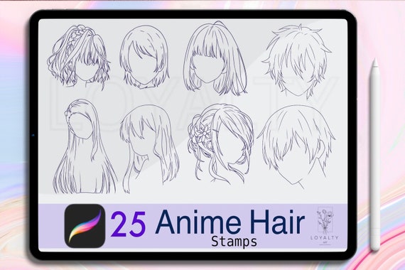 25 Anime Hair Stamp Male & Female Manga Stamp Brush Chibi - Etsy Australia
