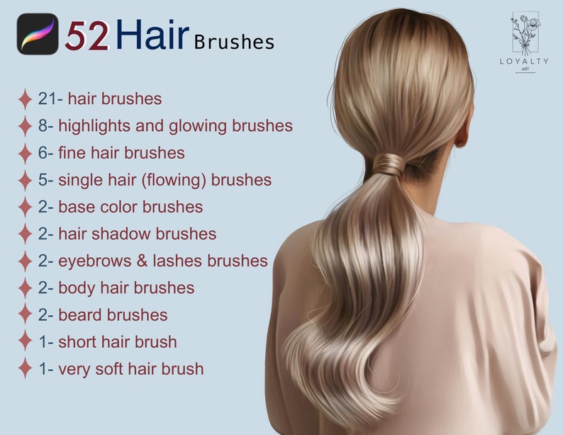 52 Hair Brushes Mega Pack for Procreate App Body Hair Etsy