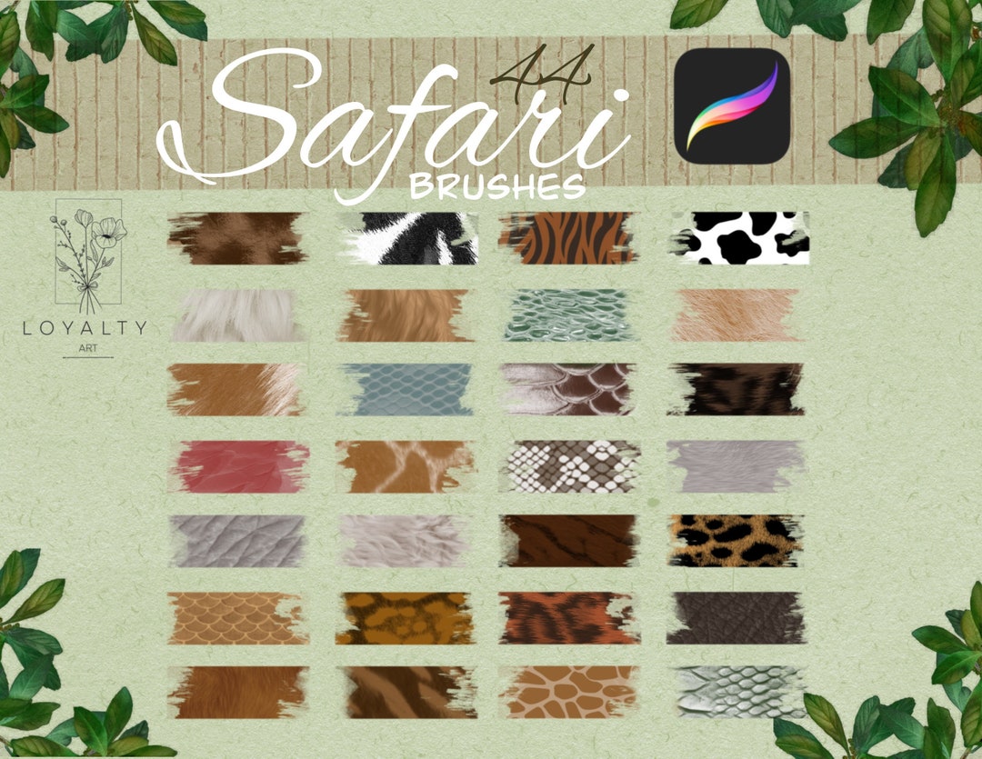 44 Safari Brush Texture for Procreate , Zebra Brushes, Giraffe