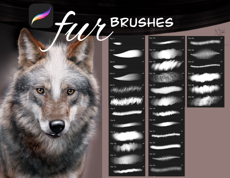 30 Procreate Fur Brushes Animal Hair Brushes for Procreate Etsy