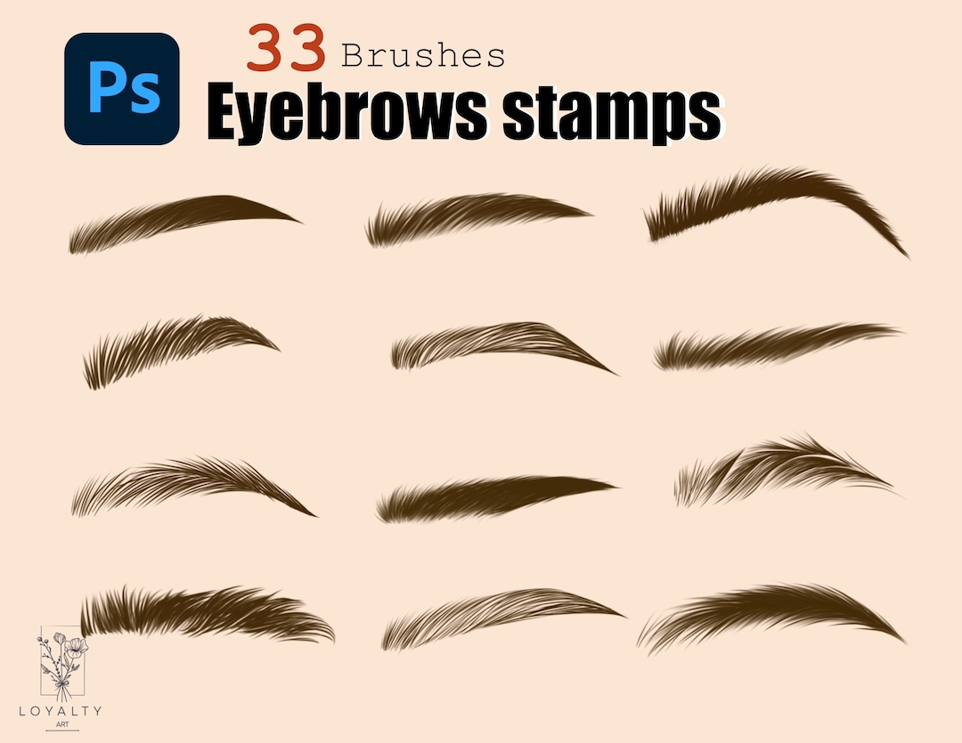 33 Realistic Eyebrows Stamps for , Stamp Brushes, Guide