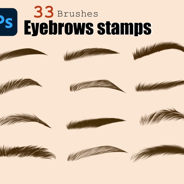 33 realistic eyebrows stamps for photoshop , stamp brushes, guide stamps , portrait brush