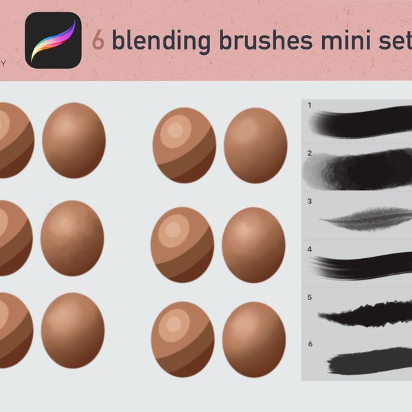 6 Awesome BLENDING brushes (mini set ) for PROCREATE