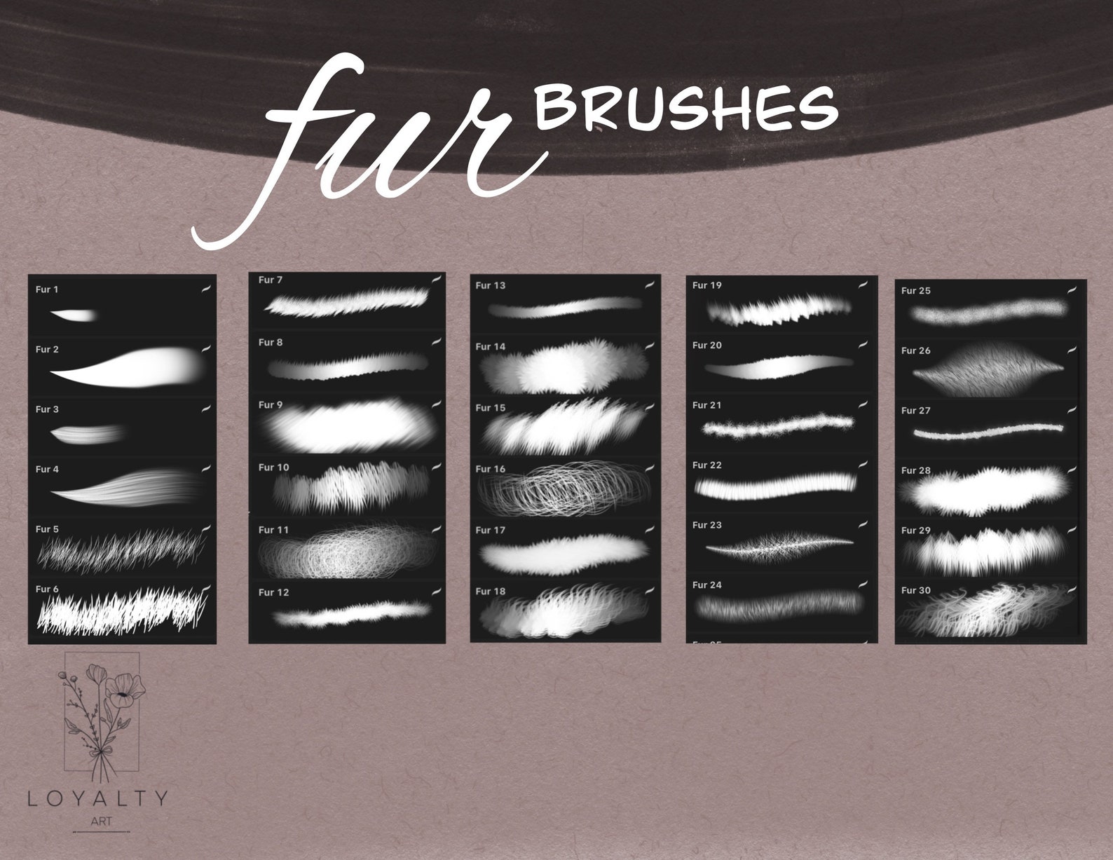 30 Procreate Fur Brushes Animal Hair Brushes for Procreate Etsy