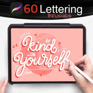 60 Schriftzugpinsel und Kalligrafiepinsel, Schreibpinsel, Handlettering, Procreate Brush Pack, Texturierte Procreate Pinsel