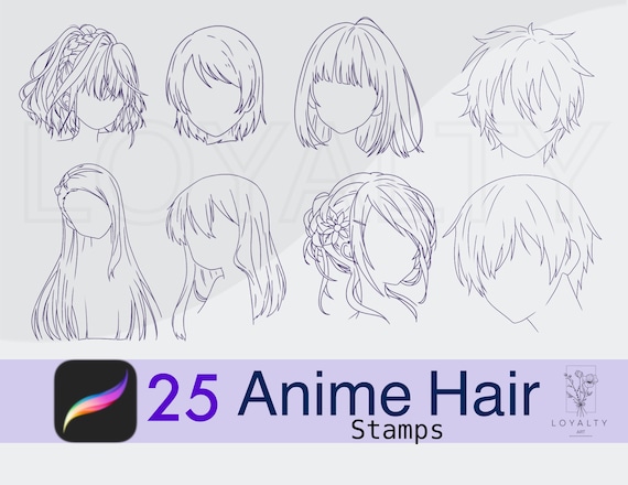 Procreate Manga Hairstyles Stamps. Anime Girl Hairstyle Stamp -  Israel