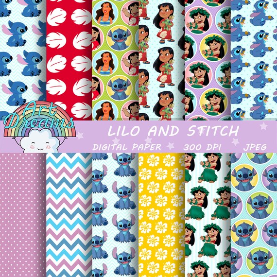 Lilo and Stitch Digital Paper Printable Scrapbooking Etsy UK