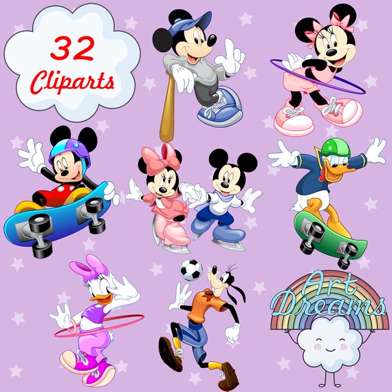 Mickey Sports Cliparts PNG Transparent Background Graphics Etsy