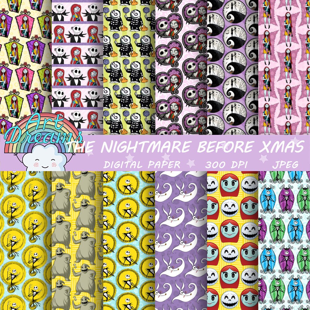 The Nightmare Before Christmas Digital Paper Printable Etsy