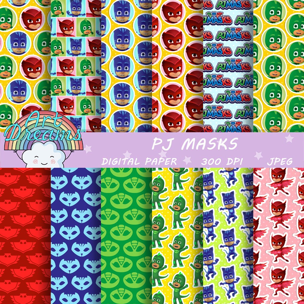 PJ Masks Catboy Owlette Gekko Digital Paper Printable Etsy