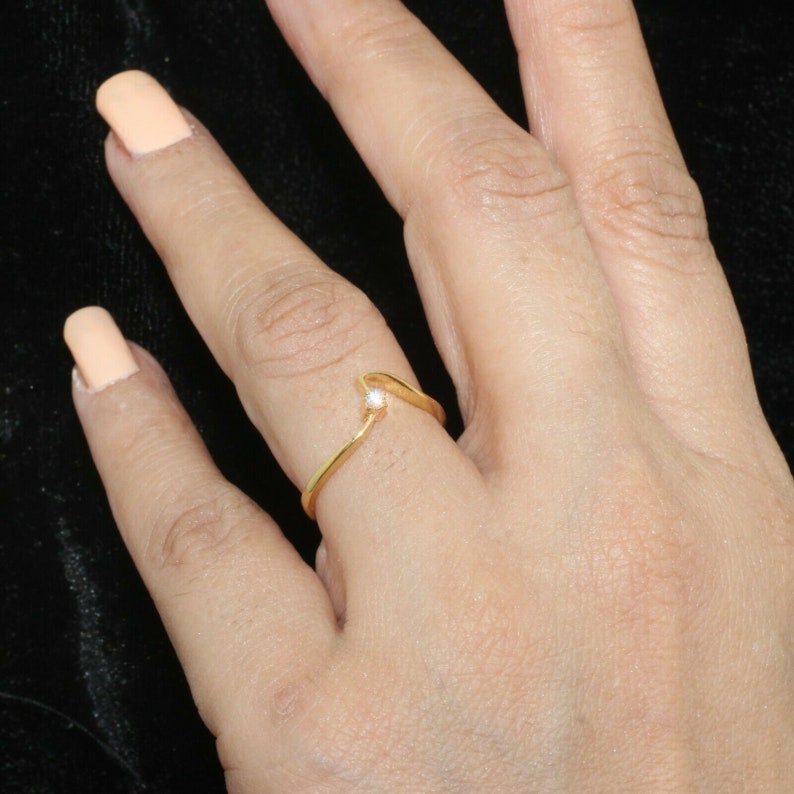 ON SALE Solid 14k Yellow Gold Natural 2 mm Diamond Half Band Ring Handmade Fine Jewelry