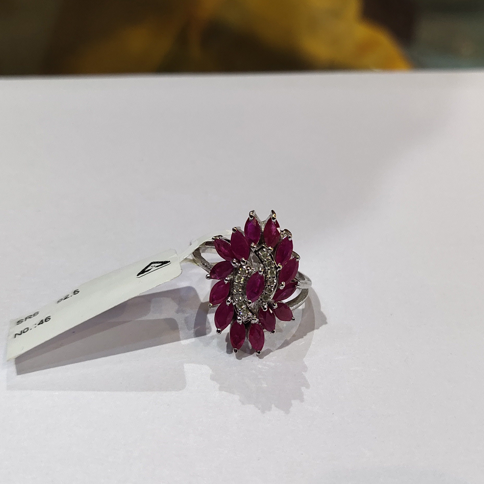 Natural Ruby Gemstone & Pave Diamond jewelry Solid 925 Sterling Silver Ring 