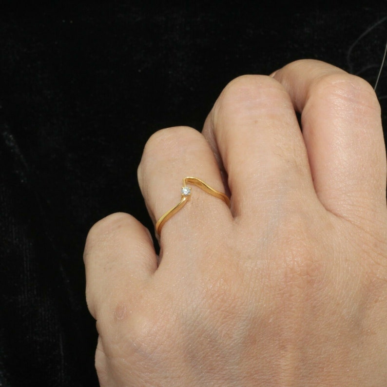 ON SALE Solid 14k Yellow Gold Natural 2 mm Diamond Half Band Ring Handmade Fine Jewelry