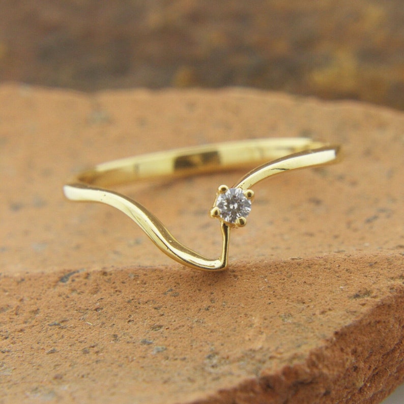 ON SALE Solid 14k Yellow Gold Natural 2 mm Diamond Half Band Ring Handmade Fine Jewelry