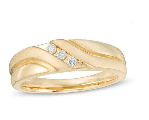 Mens gold ring with 3 best sale diamonds