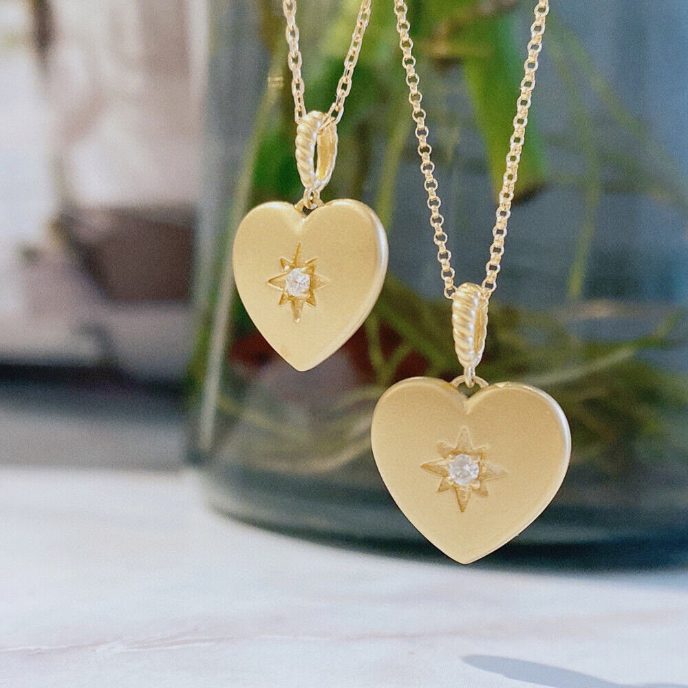 sales onlineshop Heart Necklace 14K and Solid in Pendant Gold Diamond Heart  White Necklace, 14K Real Gold (ctw) Heart Diamond 1/4 Carat Pendant, Dainty  Heart Necklace, Star Gold Diamond Heart Necklace Mother´s