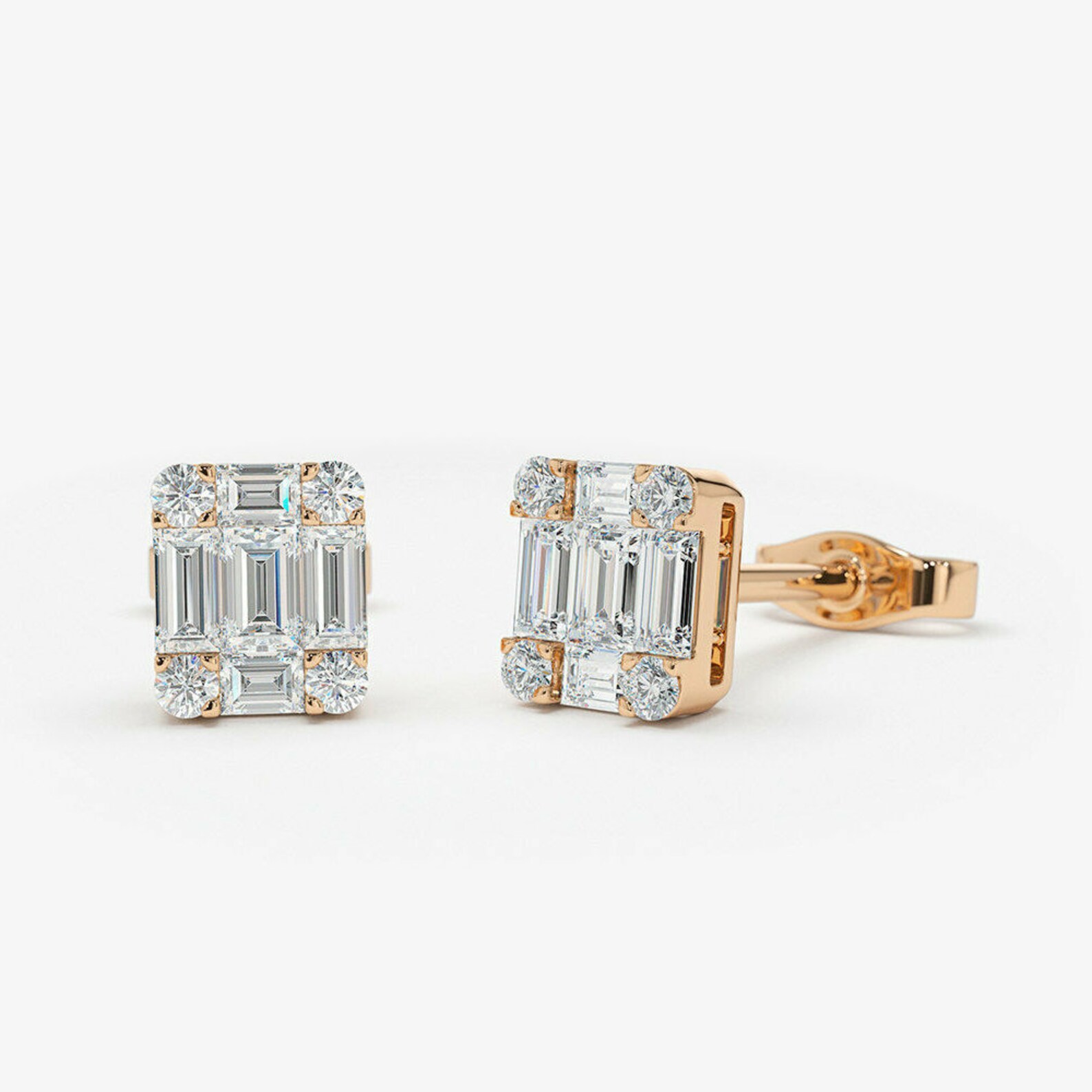baguette diamond earrings gold