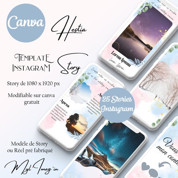 Template Stories Instagram. Modifiable dans Canva. 25 Stories Instagram Hestia