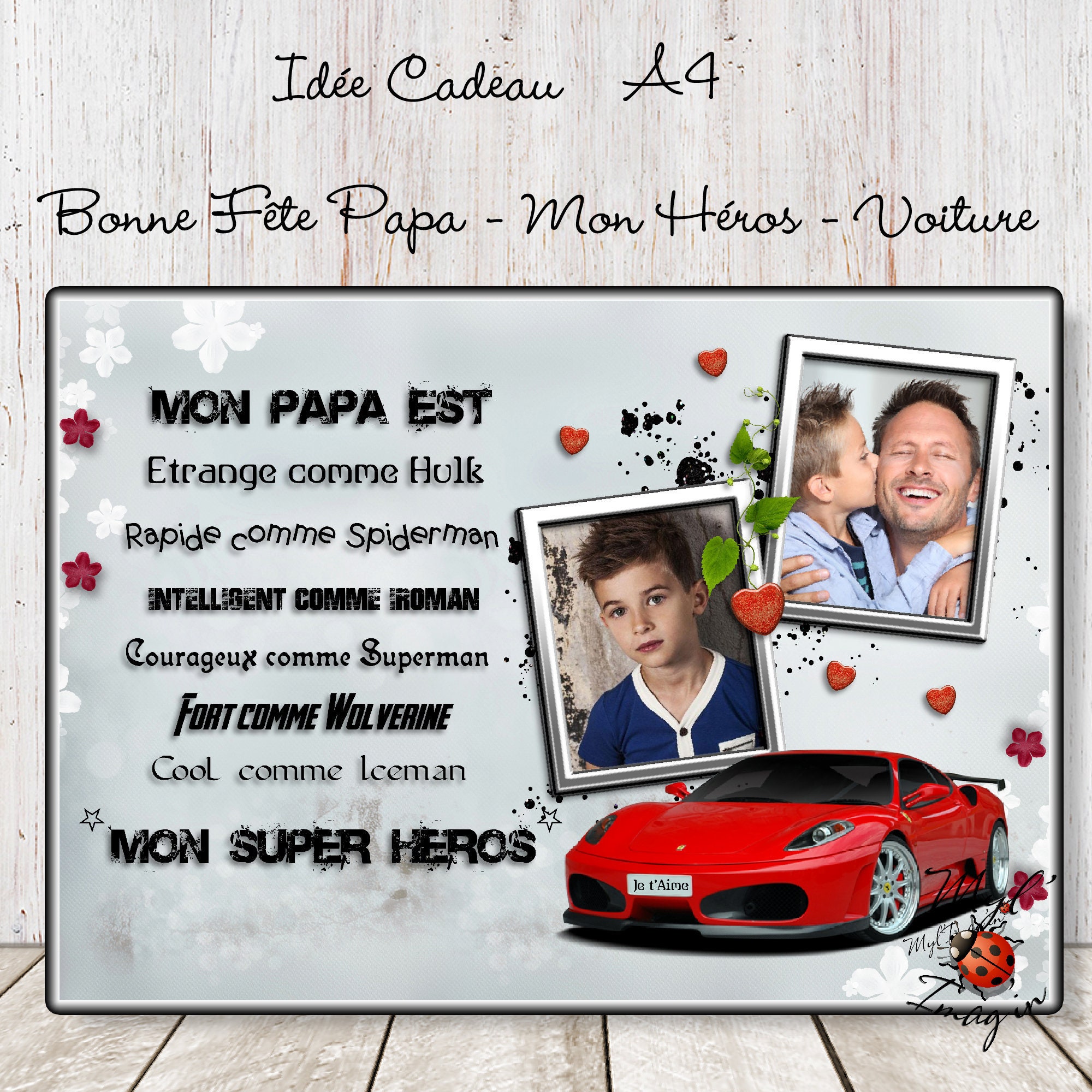 Idée Cadeau Bonne Fête Papa - Mon Héros Voiture Des Pères Cadeau Personnalisé