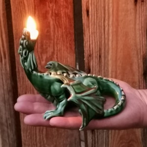 Dragon Oil Lamp - Green or Red Candle Lantern, Home Decoration