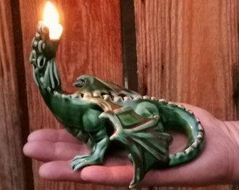 Lampe à huile Dragon - Lanterne à bougie verte ou rouge, décoration de la maison