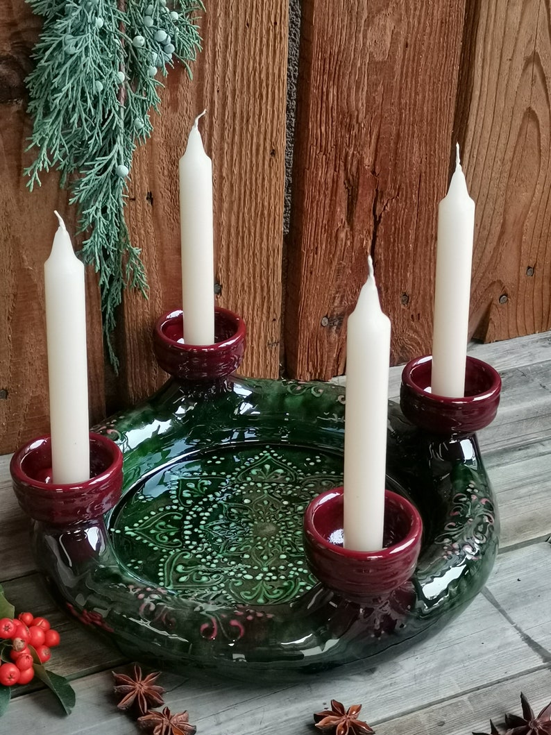 Advent Wreath Candle Holder Hand Made Ceramic Etsy