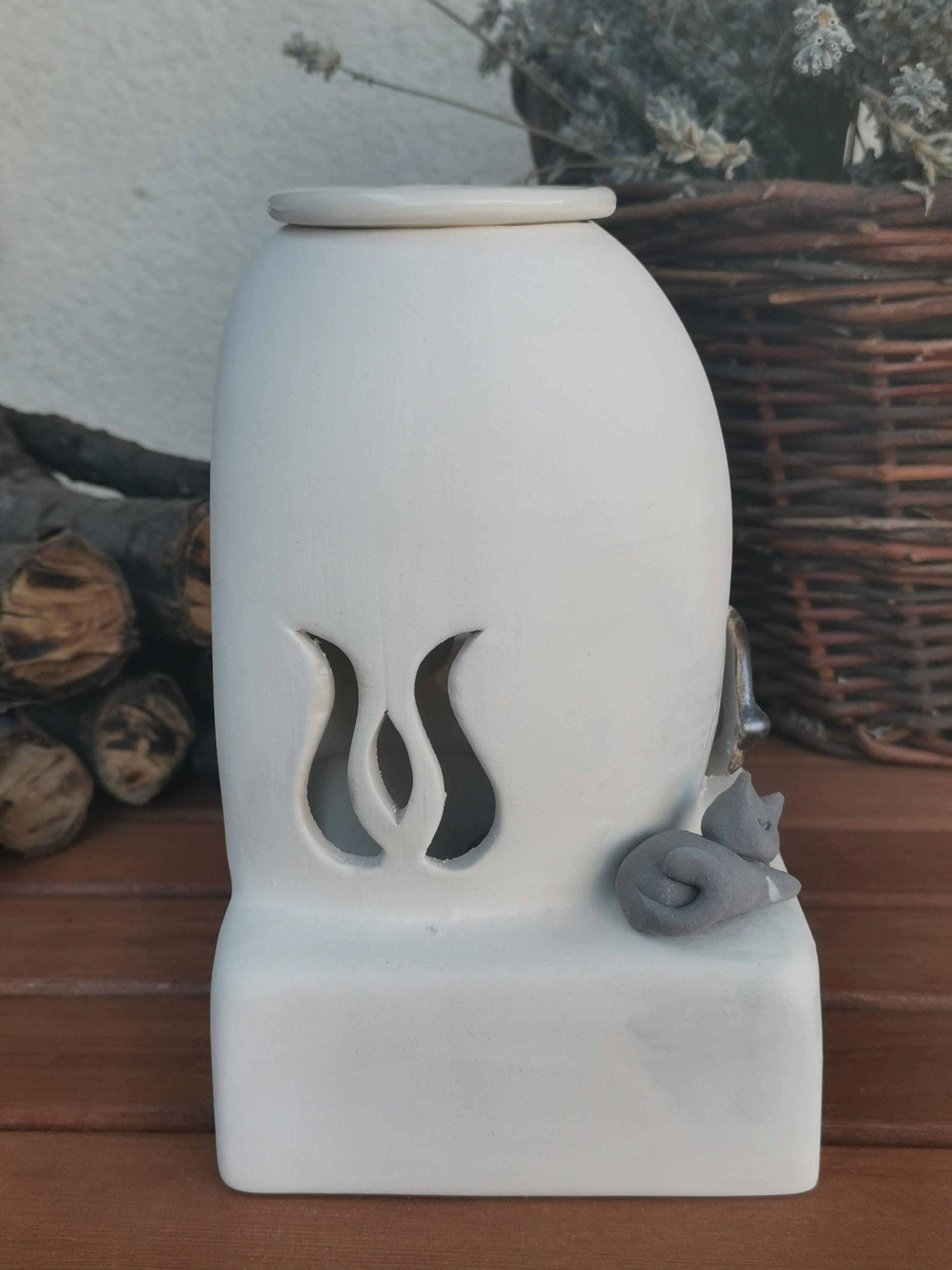 Candle Oil Burner in Form of a Wooden Kiln Handmade Ceramic Etsy