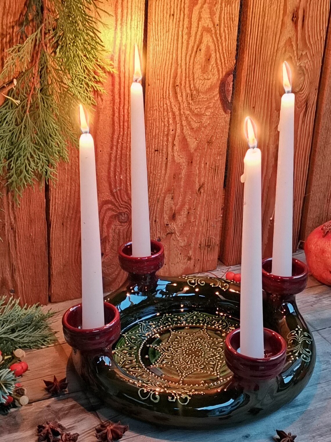 Advent Wreath Candle Holder Hand Made Ceramic Etsy