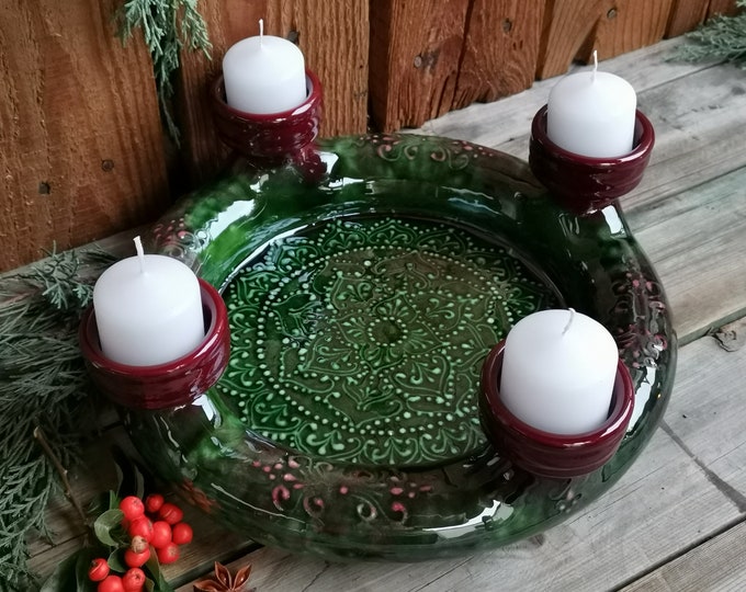 Advent Wreath Candle Holder Hand Made Ceramic Etsy