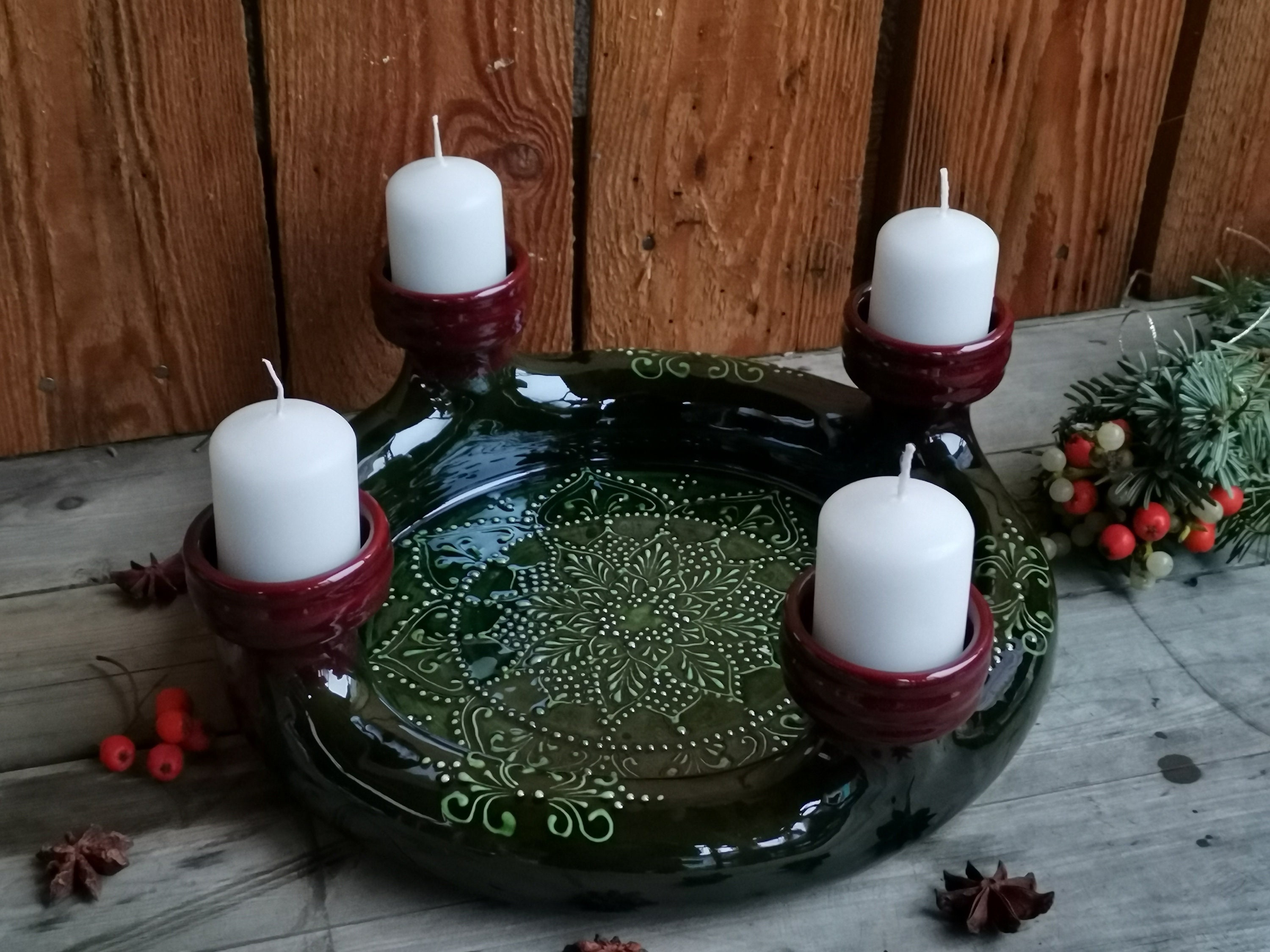Advent Wreath Candle Holder Hand Made Ceramic - Etsy, image size:3000x2250