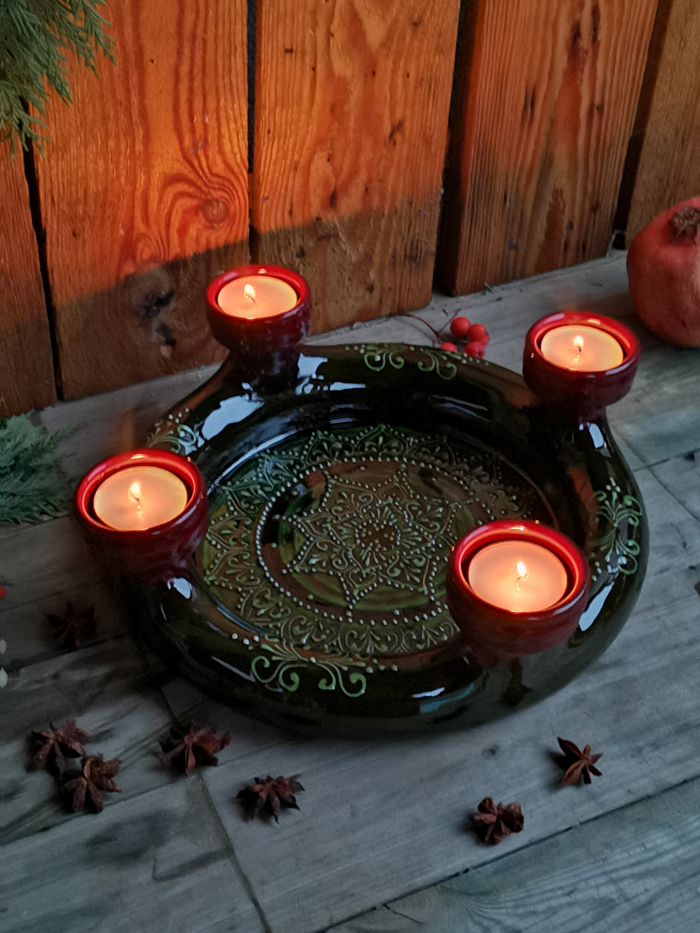 Advent Wreath Candle Holder Hand Made Ceramic Etsy