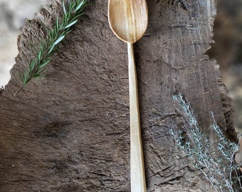 Cuillère de cuisson pour gaucher/gauchère en bois de merisier fabrication artisanale