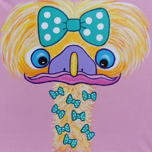 Pintura de emú, arte original. Arte de aves. Arte australiano. Pintura acrílica de emú. Arte divertido. Arte colorido. Arte de emú. Lazos.