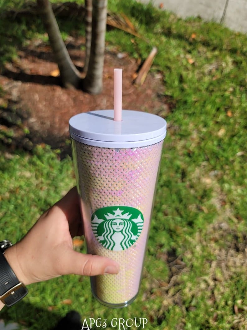 Starbucks 2020 Holiday White Sequins Cold Cup 24oz