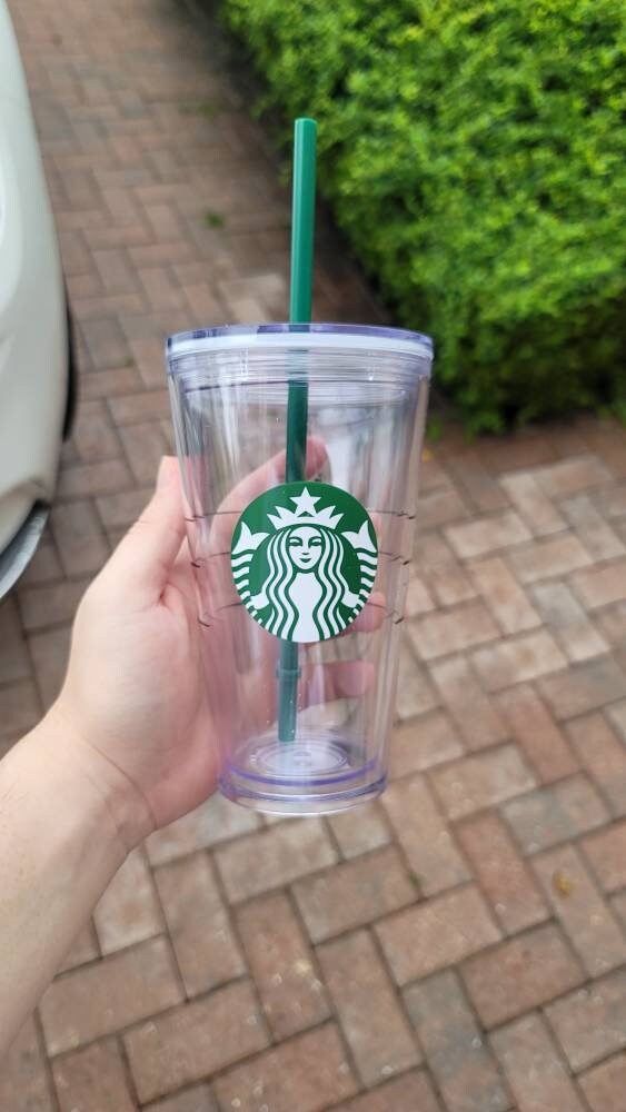 Starbucks Cold Cup Clear Venti Tumbler Traveler with Green Straw