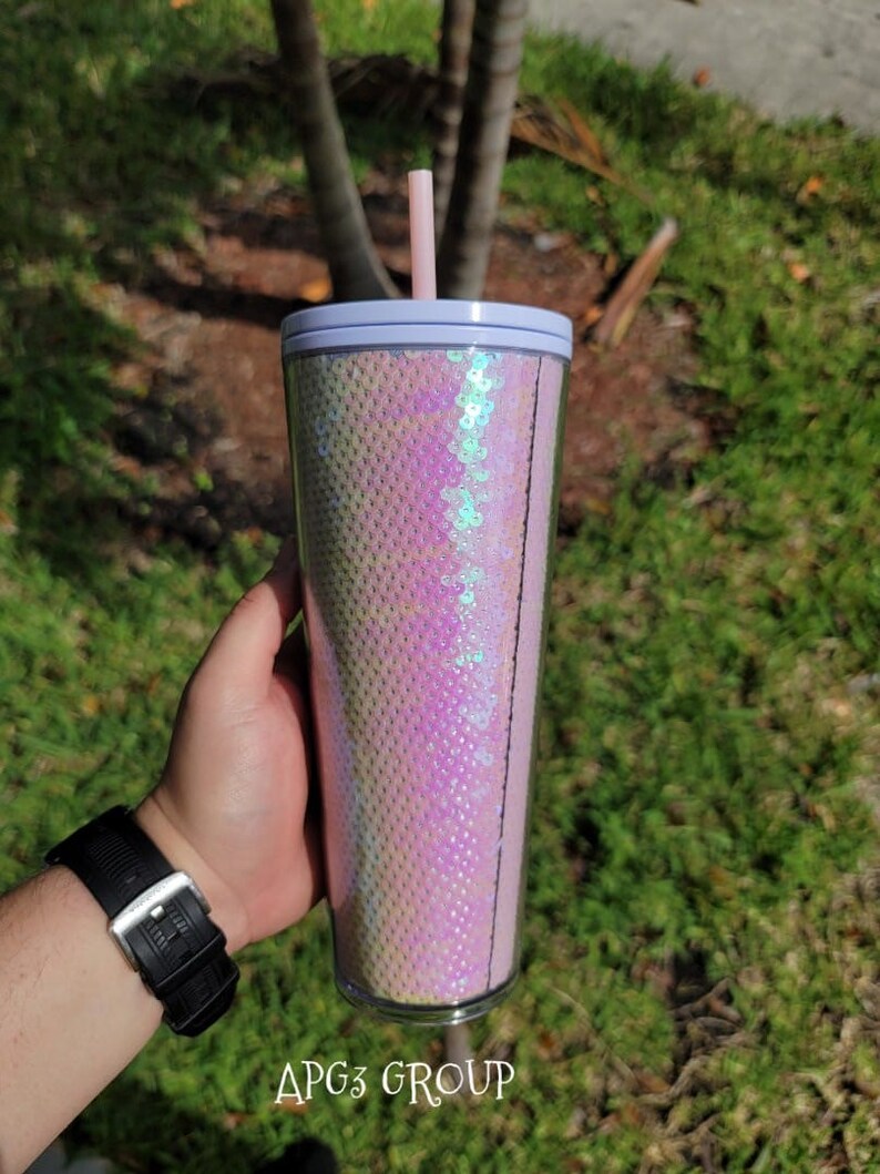 Starbucks 2020 Holiday White Sequins Cold Cup 24oz