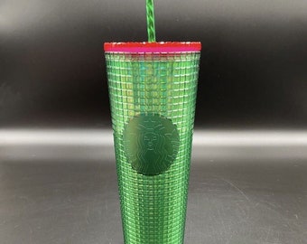 Starbucks 2023 Spring Watermelon Iridescent Grid Green Pink Cup Tumbler 24oz