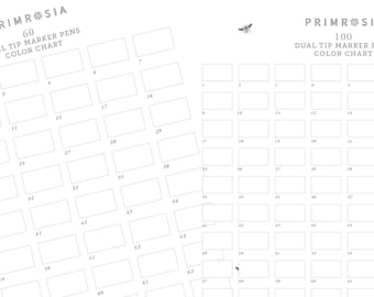 Swatch templates digital download for Primrosia Dual Tip Markers 100, 60 and 24 sets