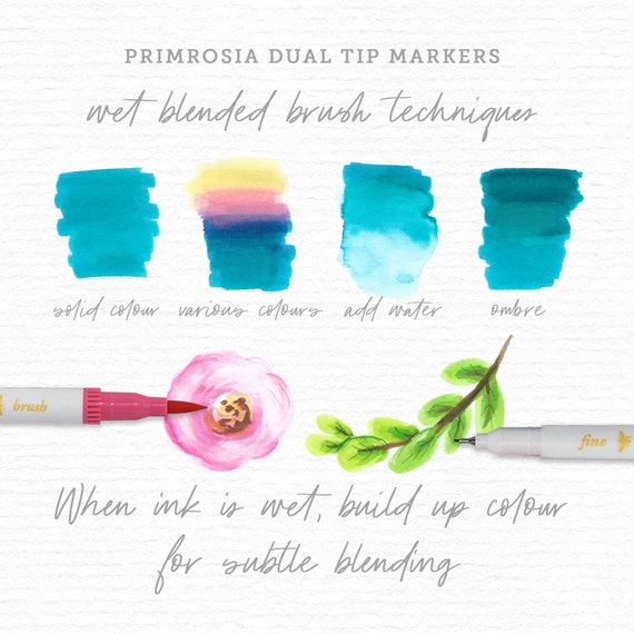 Primrosia 100 Dual Tip Watercolor Markers, Fine and Brush Tips Pens -   Israel