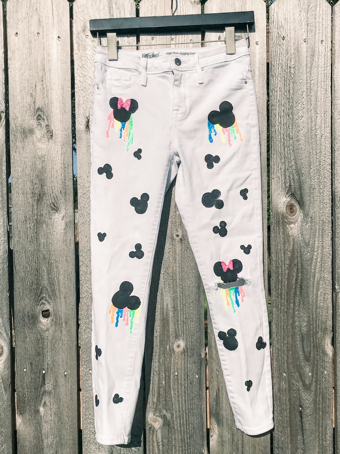 Hand Painted Retro Mickey Jeans Etsy
