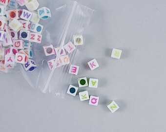 Square Letter Beads | Multicolored