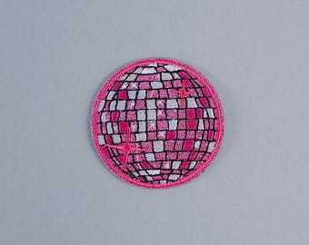 Toppa termoadesiva / Palla da discoteca glitterata rosa