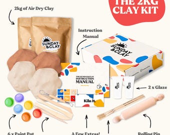 Kit de arcilla personalizada de 2 kg - Kit de arcilla de secado al aire para bricolaje / Kit de arcilla de secado al aire para el hogar / Sin horno / Fabricado en Australia