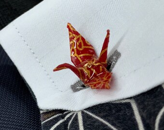 Lacquered Origami Crane Cufflinks