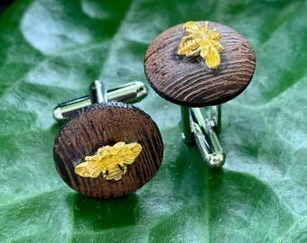 Bee on Dark Walnut cufflinks