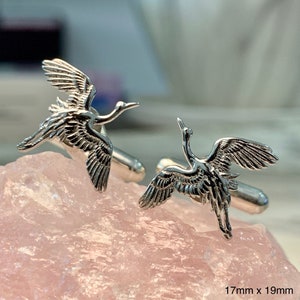 Tsuru Cufflinks [Shiny Silver]